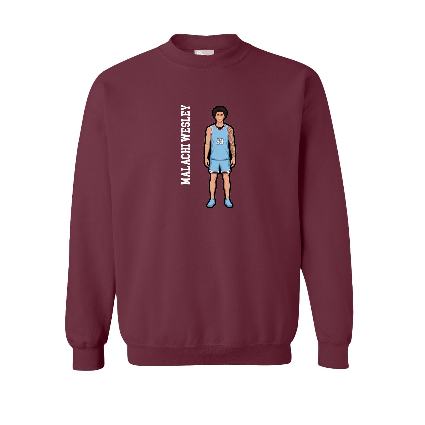Fleece Crew — Name Vertical in Maroon