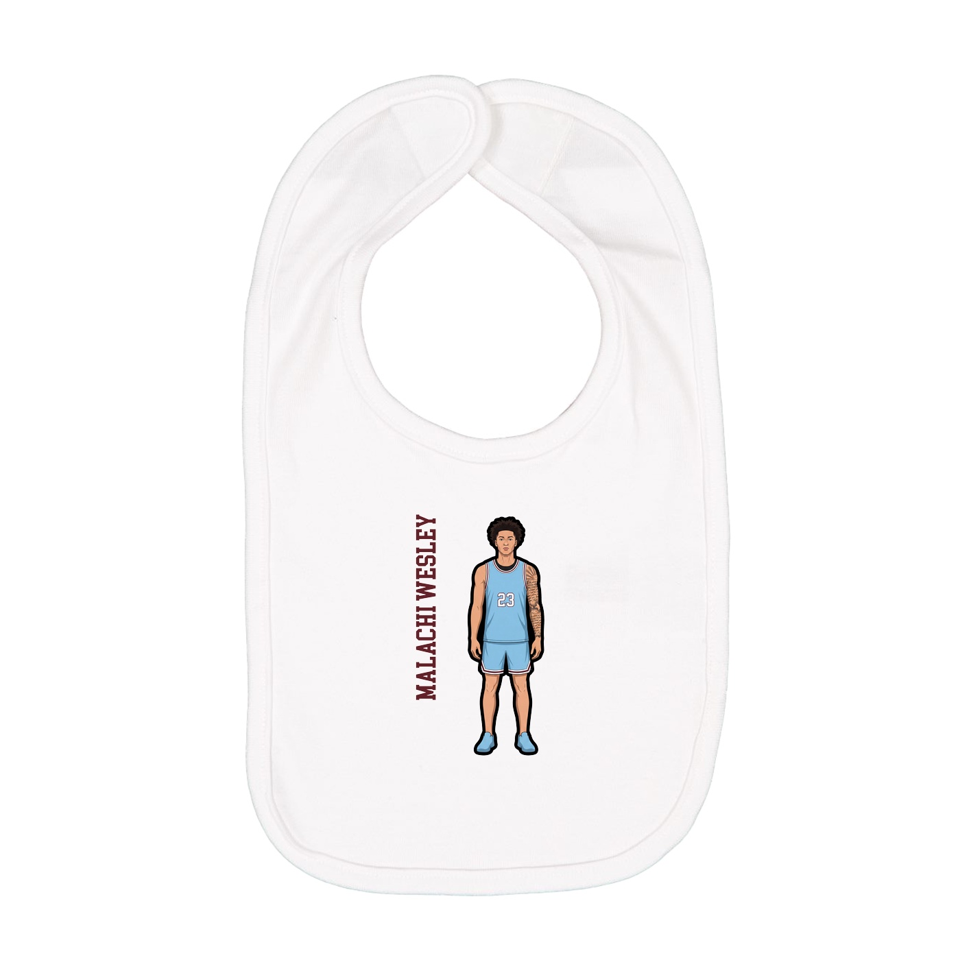 Infant Bib — Name Vertical in White