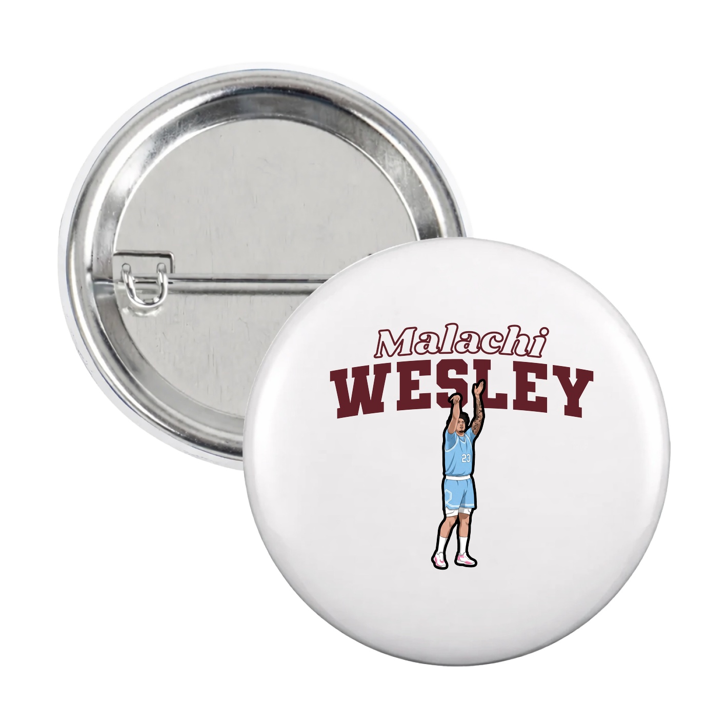 Game Day Button — Name Arch in White