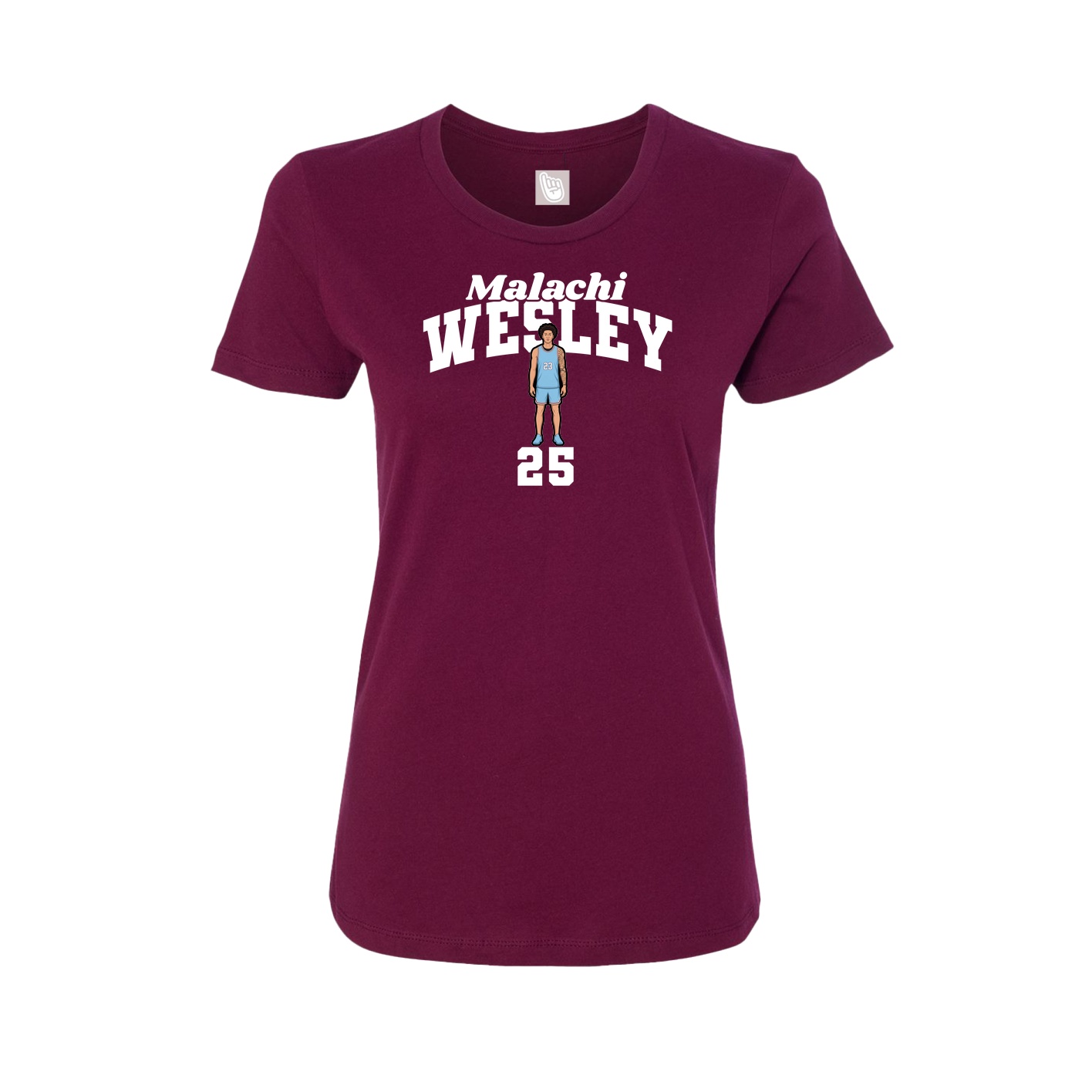 Fitted Women's Tee — Signature Arch in Maroon