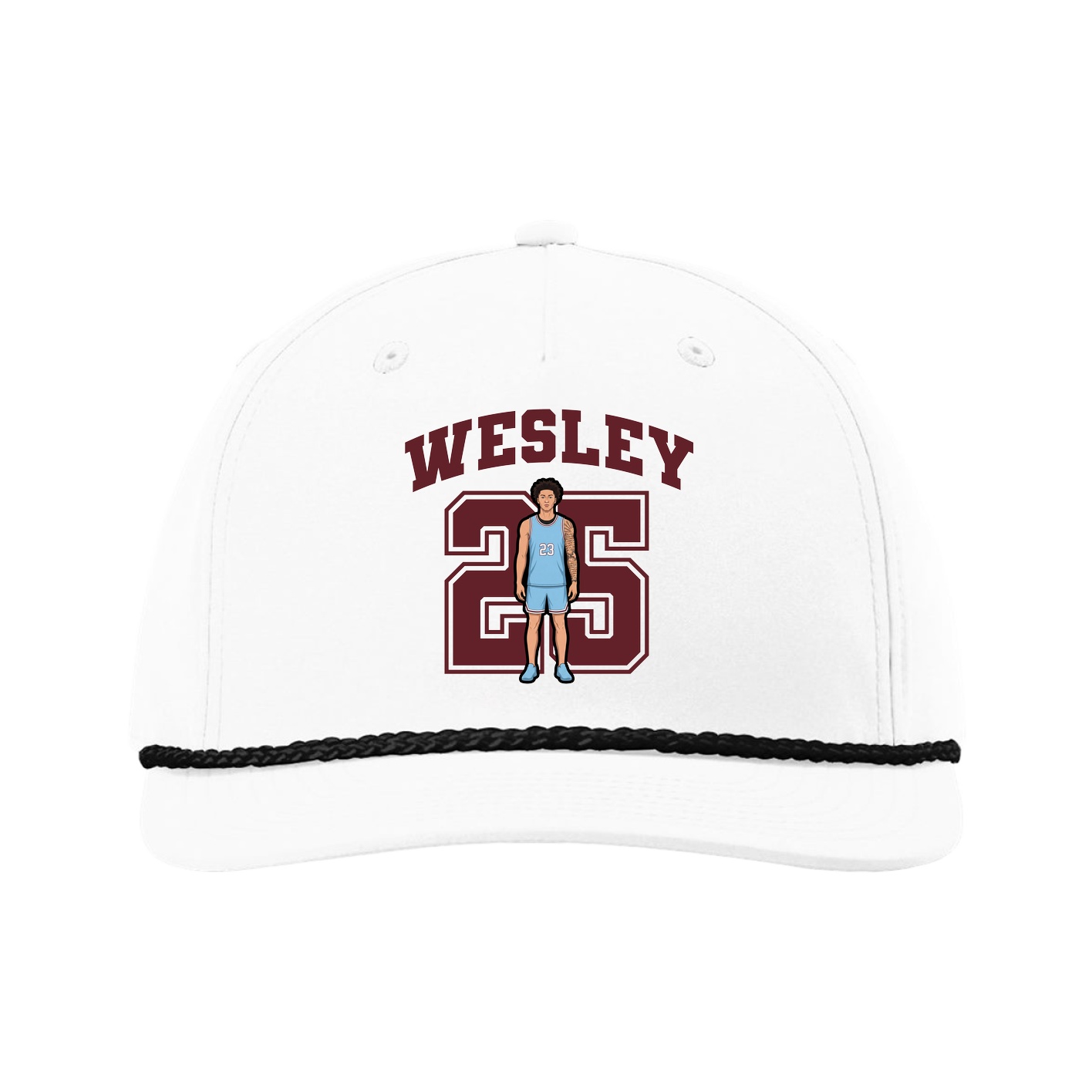 Five-Panel Classic Rope Cap — Number in White