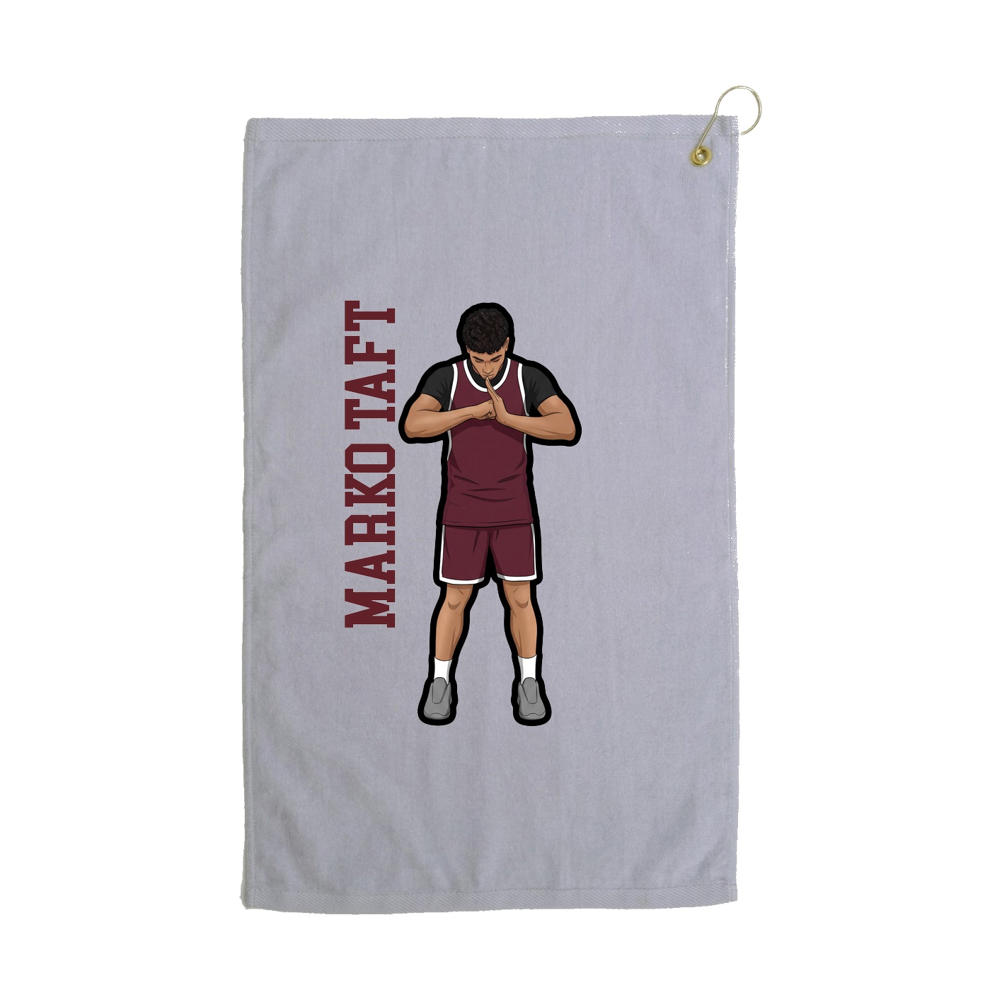 Golf Towel — Name Vertical in Grey