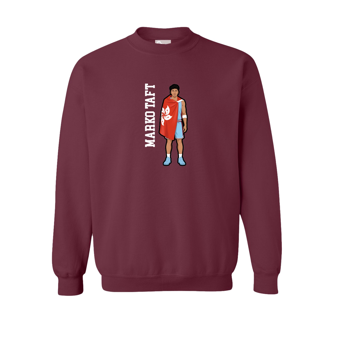 Fleece Crew — Name Vertical in Maroon
