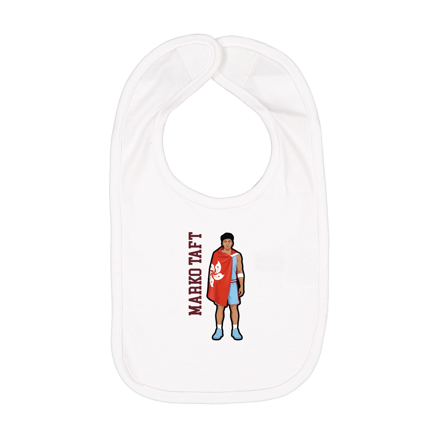 Infant Bib — Name Vertical in White