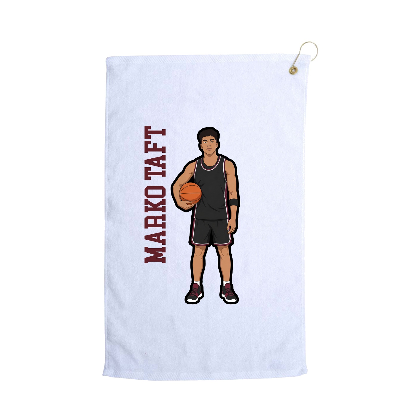 Golf Towel — Name Vertical in White