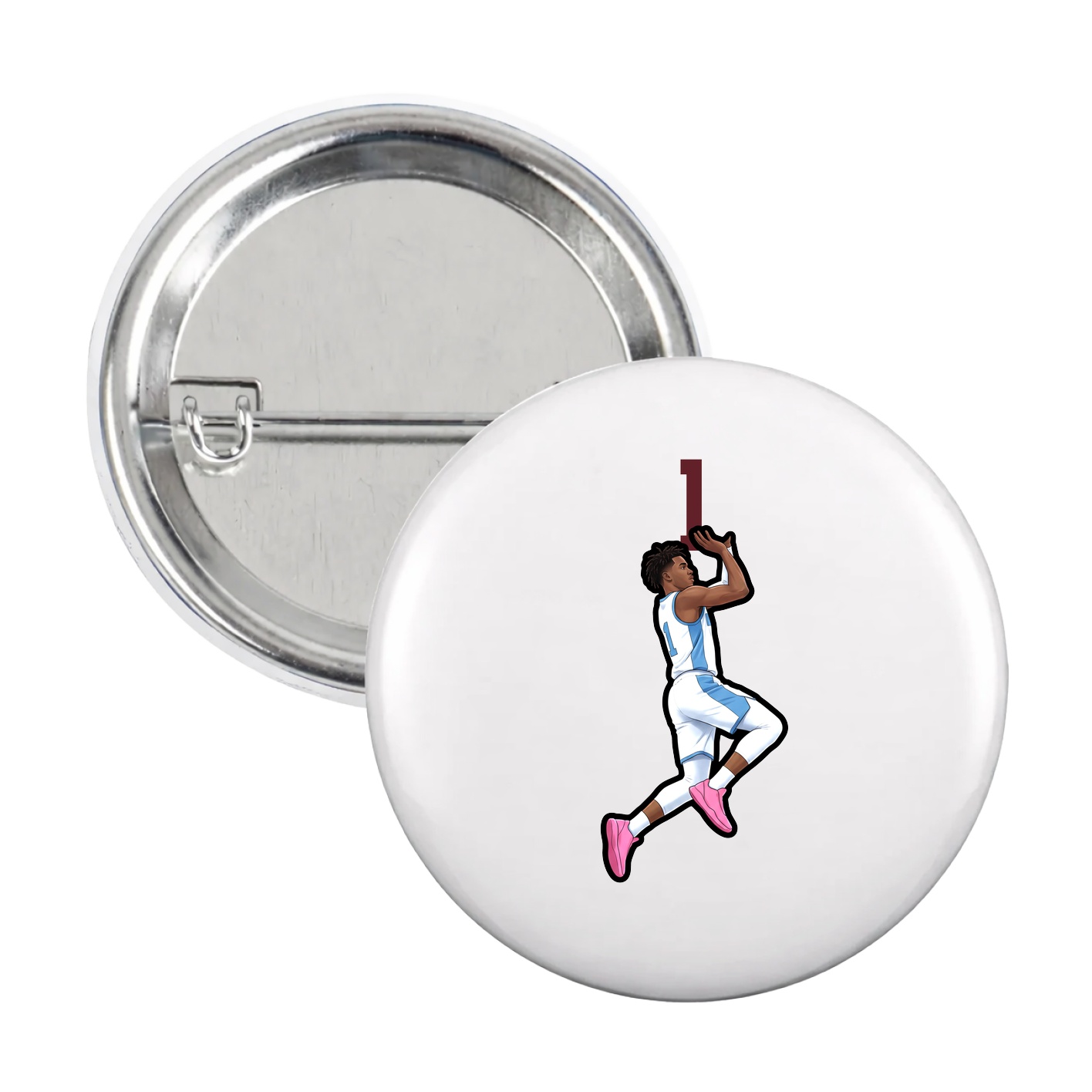 Game Day Button — Number Top in White