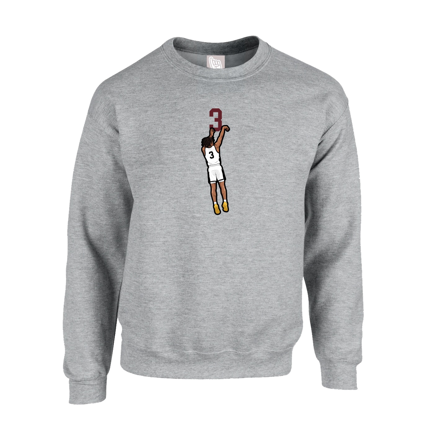Fleece Crew — Number Top in Grey