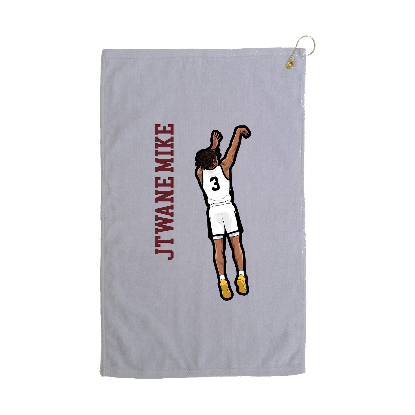 Golf Towel — Name Vertical in Grey