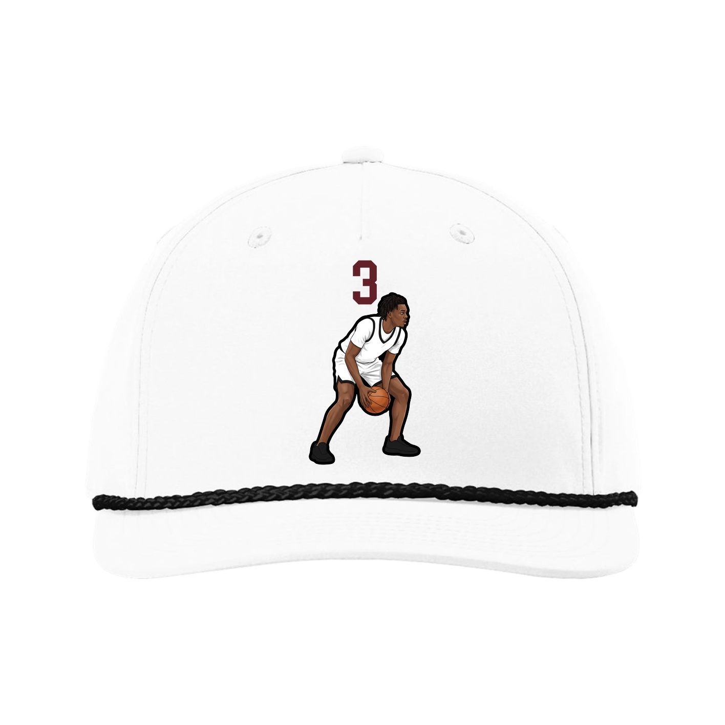 Five-Panel Classic Rope Cap — Number Top in White