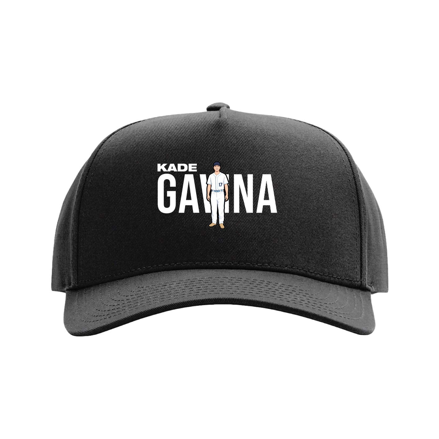 Full Fabric Five-Panel Champ Cap — Player Name in Black