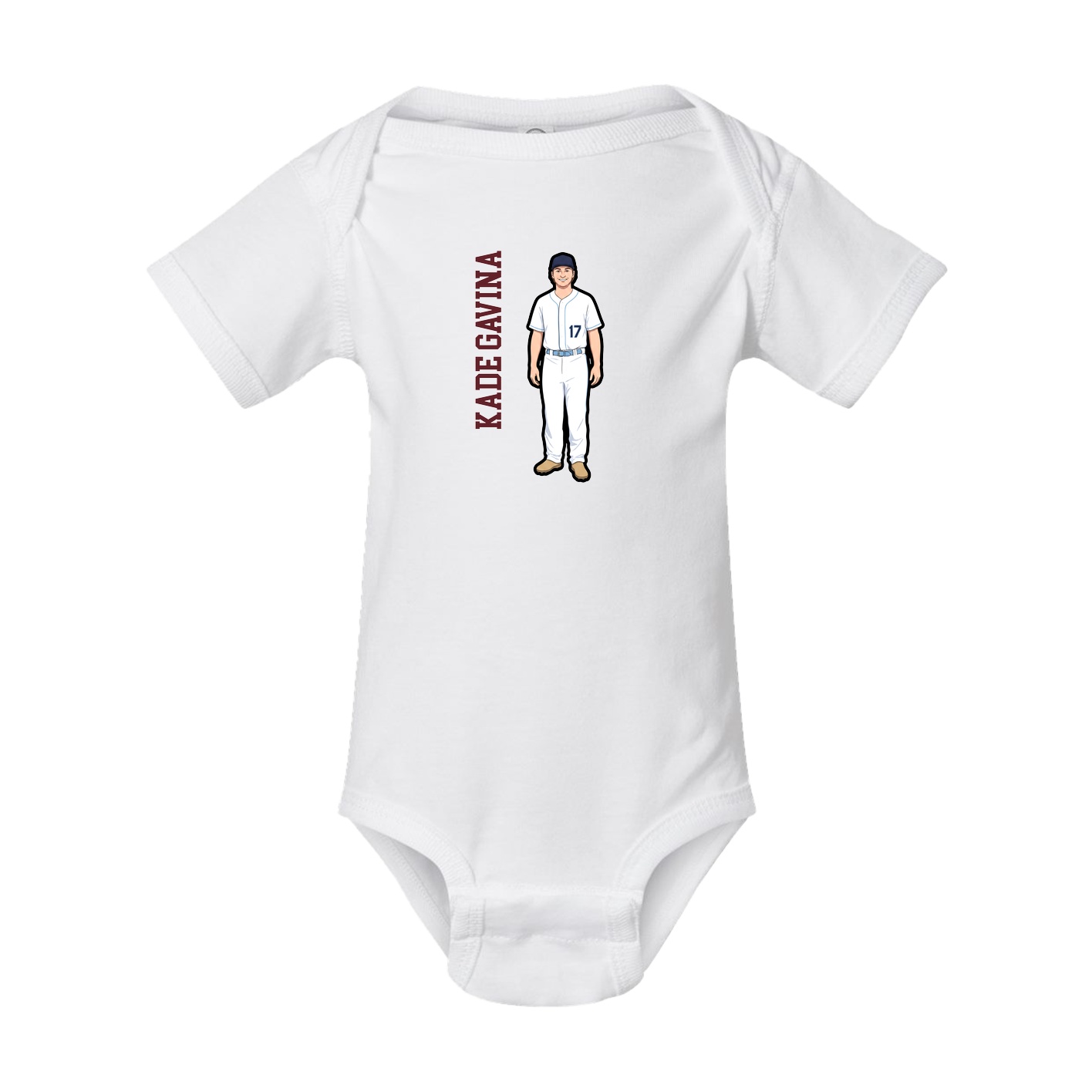 Baby Onesie — Name Vertical in White