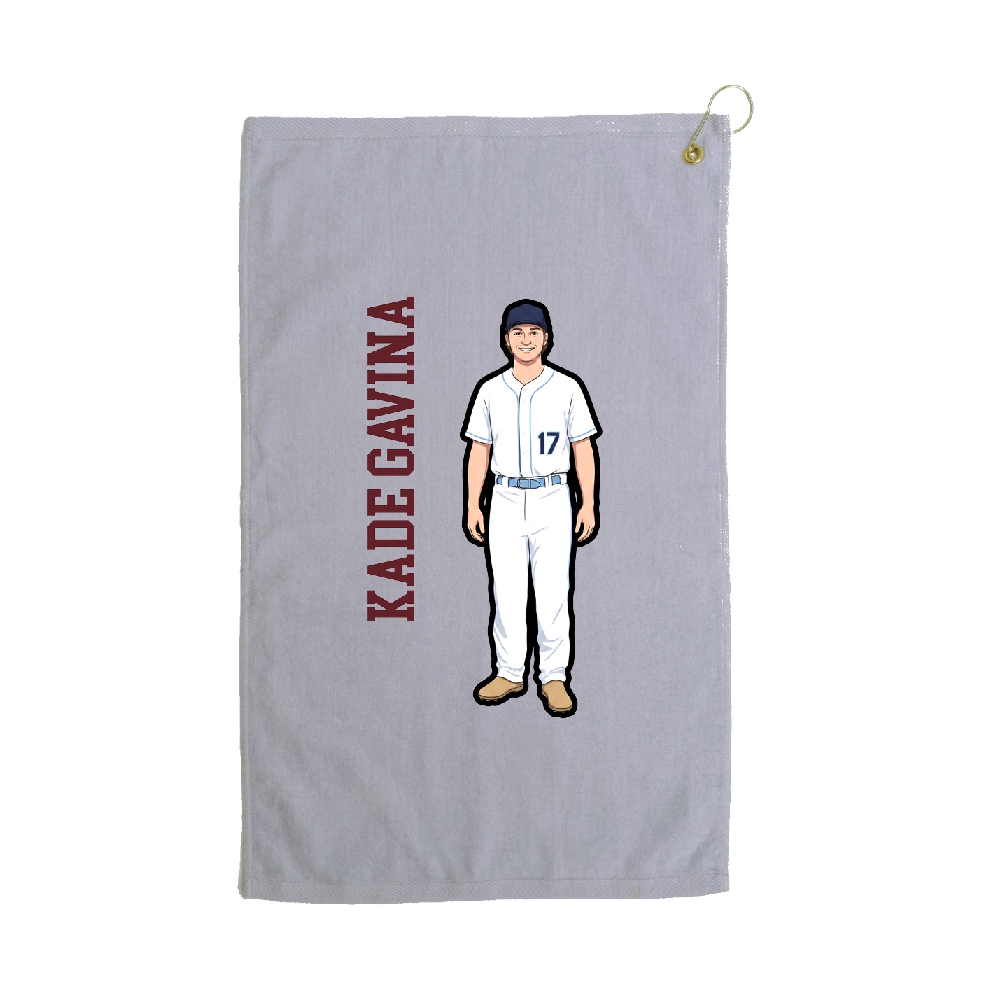 Golf Towel — Name Vertical in Grey