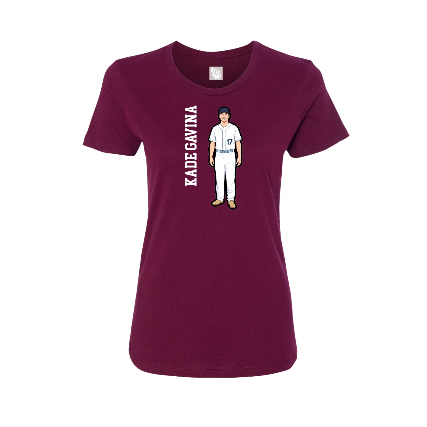 Fitted Women's Tee — Name Vertical in Maroon