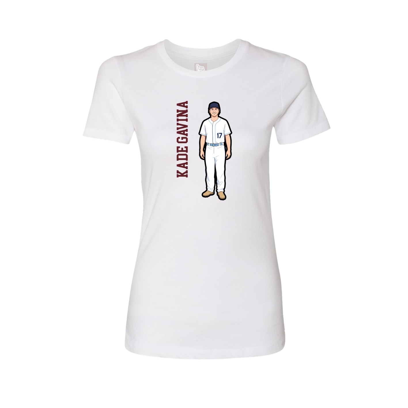 Fitted Women's Tee — Name Vertical in White