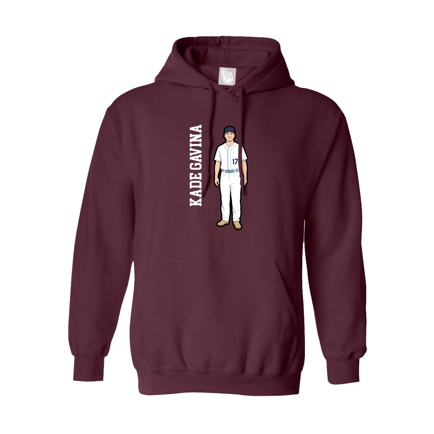 Hoodie — Name Vertical in Maroon