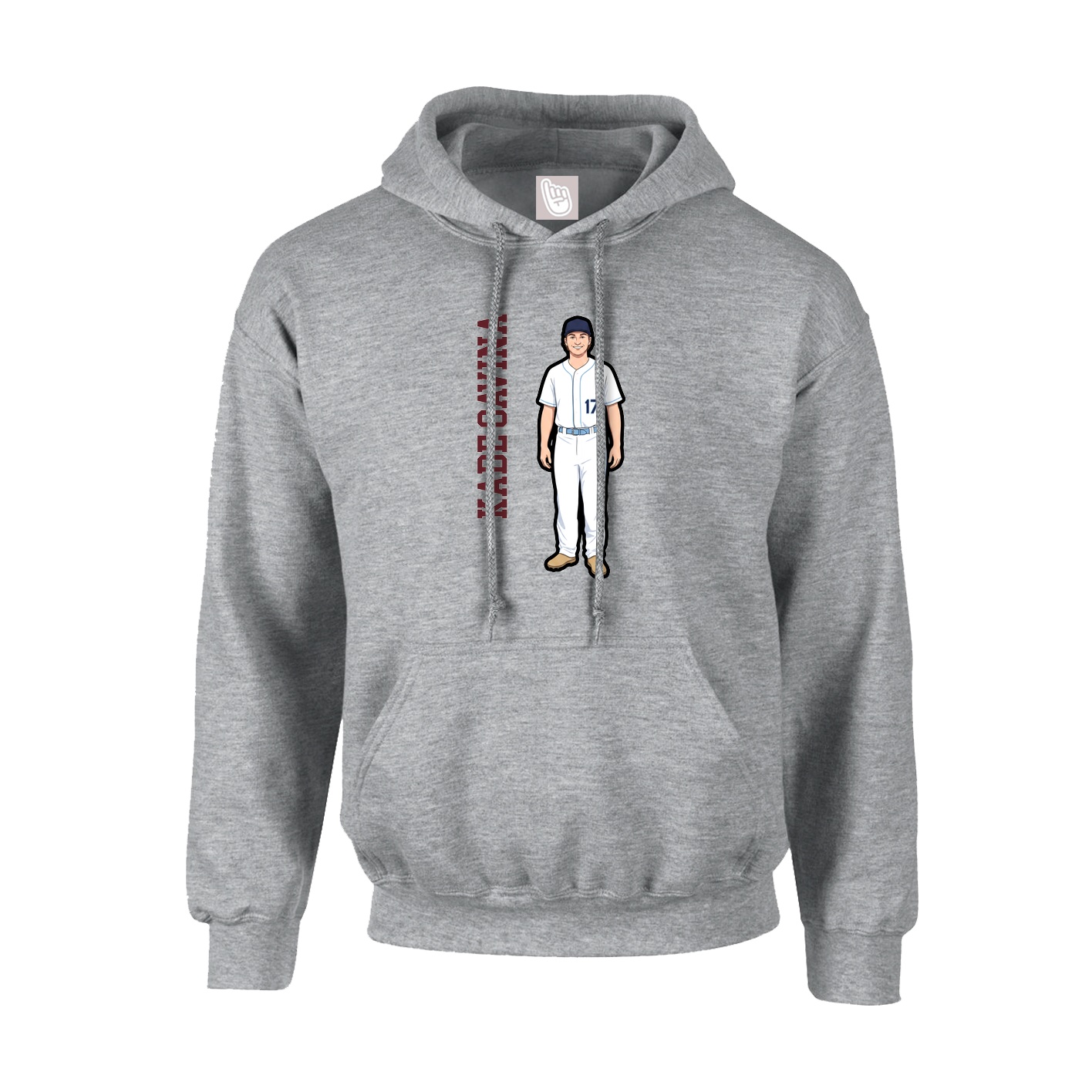 Youth Hoodie — Name Vertical in Grey