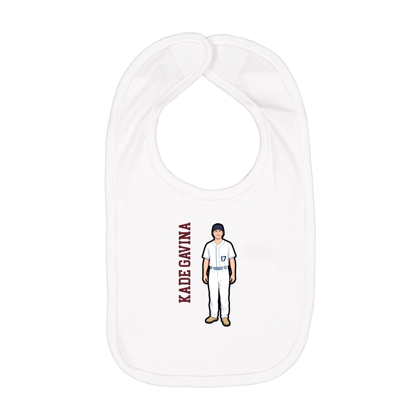 Infant Bib — Name Vertical in White