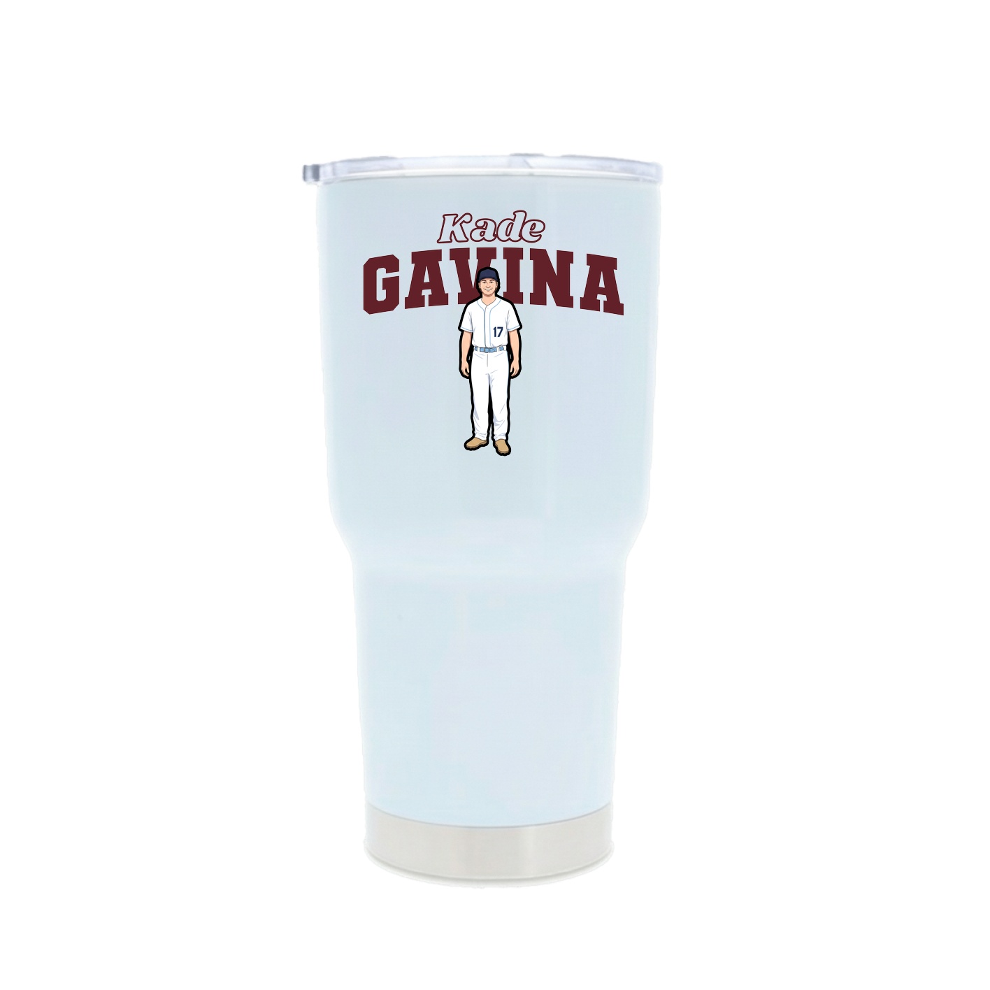 30oz Stainless Steel Tumbler — Name Arch in White