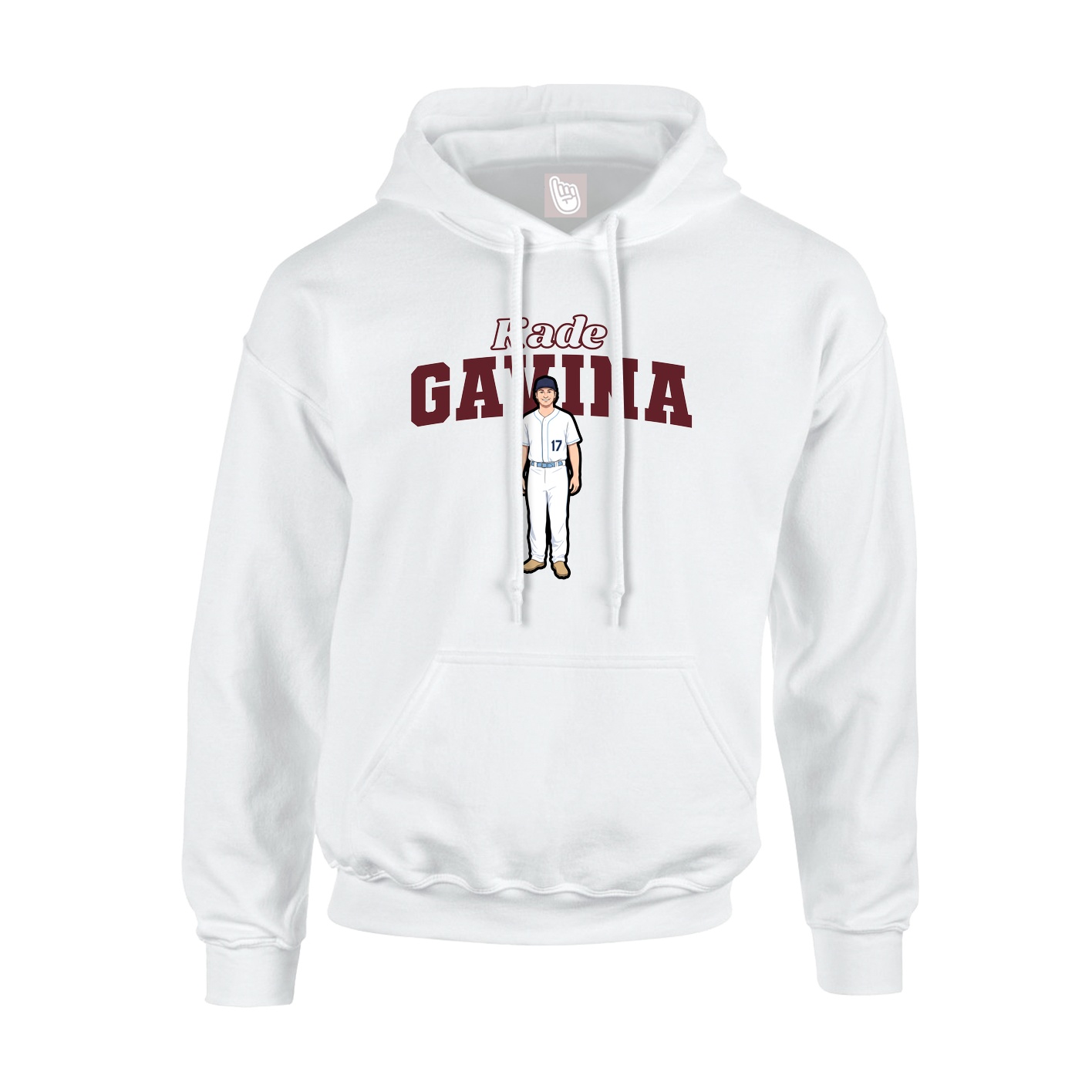 Youth Hoodie — Name Arch in White
