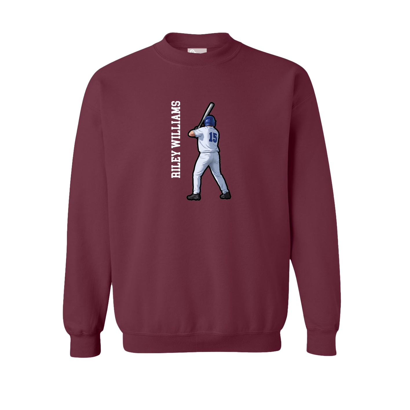 Fleece Crew — Name Vertical in Maroon