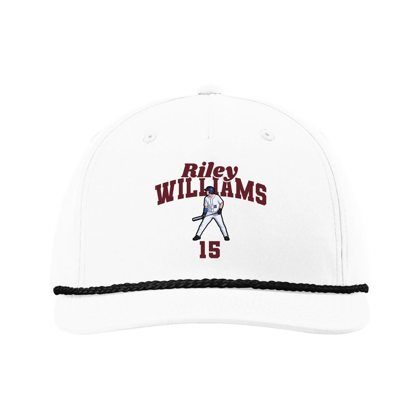 Five-Panel Classic Rope Cap — Signature Arch in White