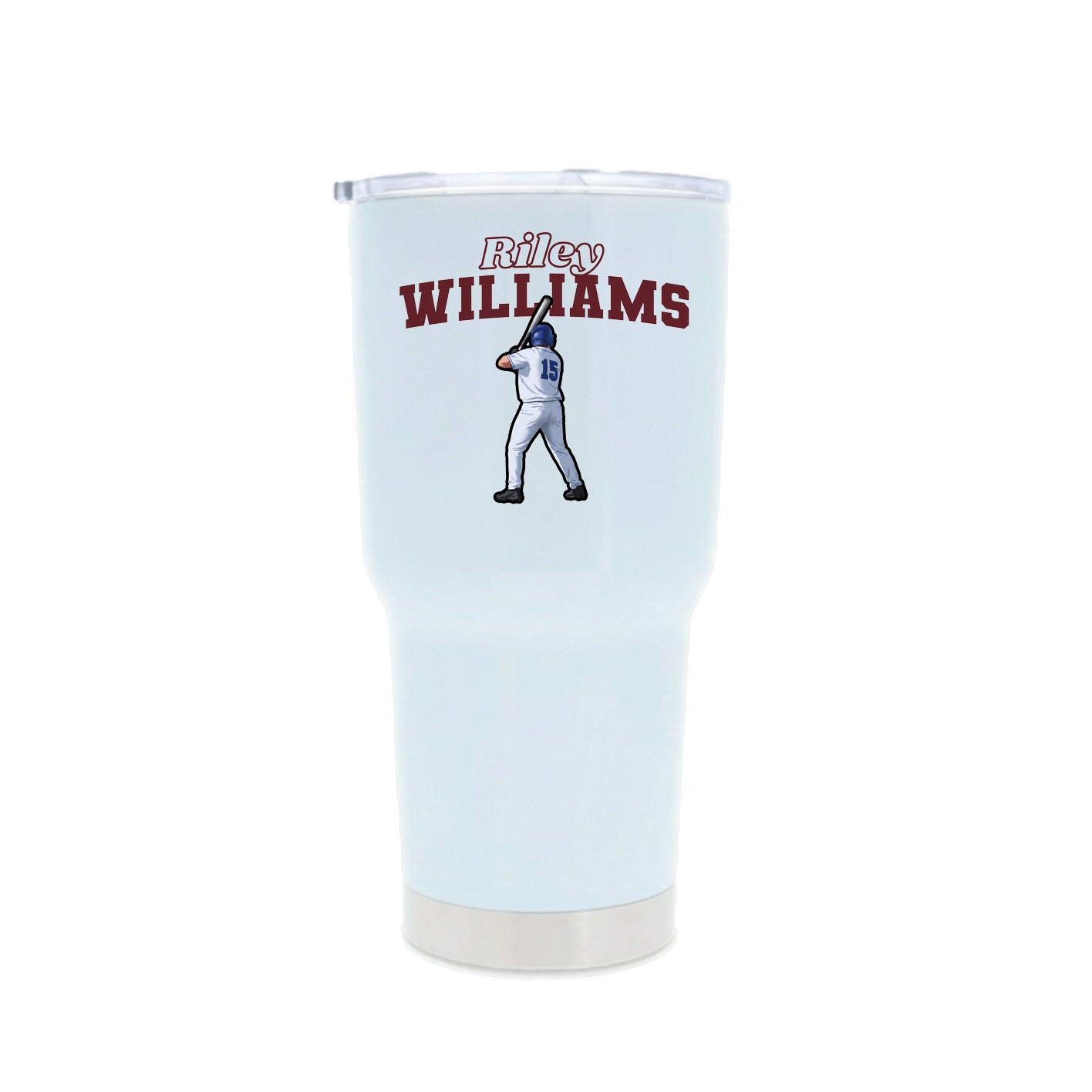 30oz Stainless Steel Tumbler — Name Arch in White