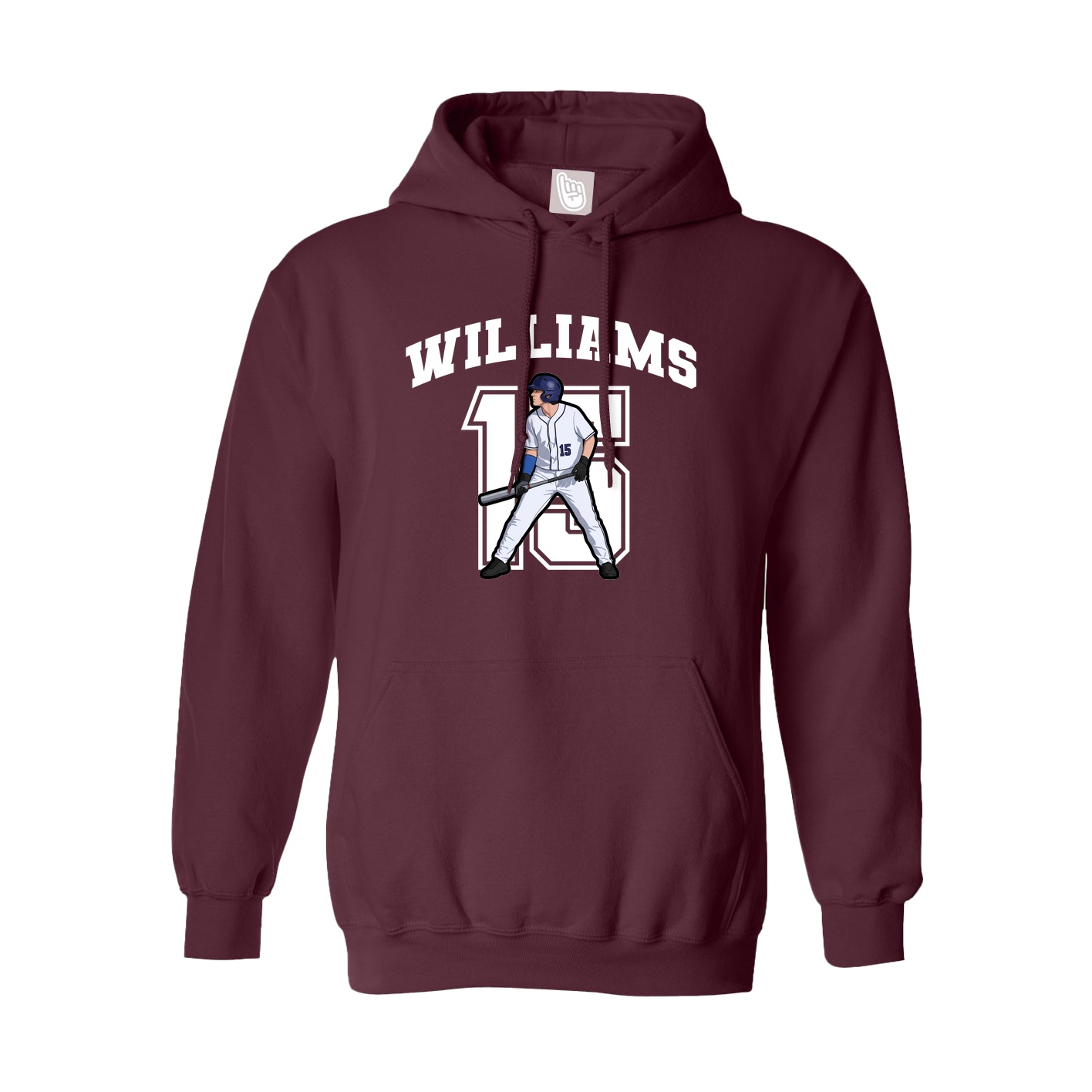 Youth Hoodie — Number in Maroon