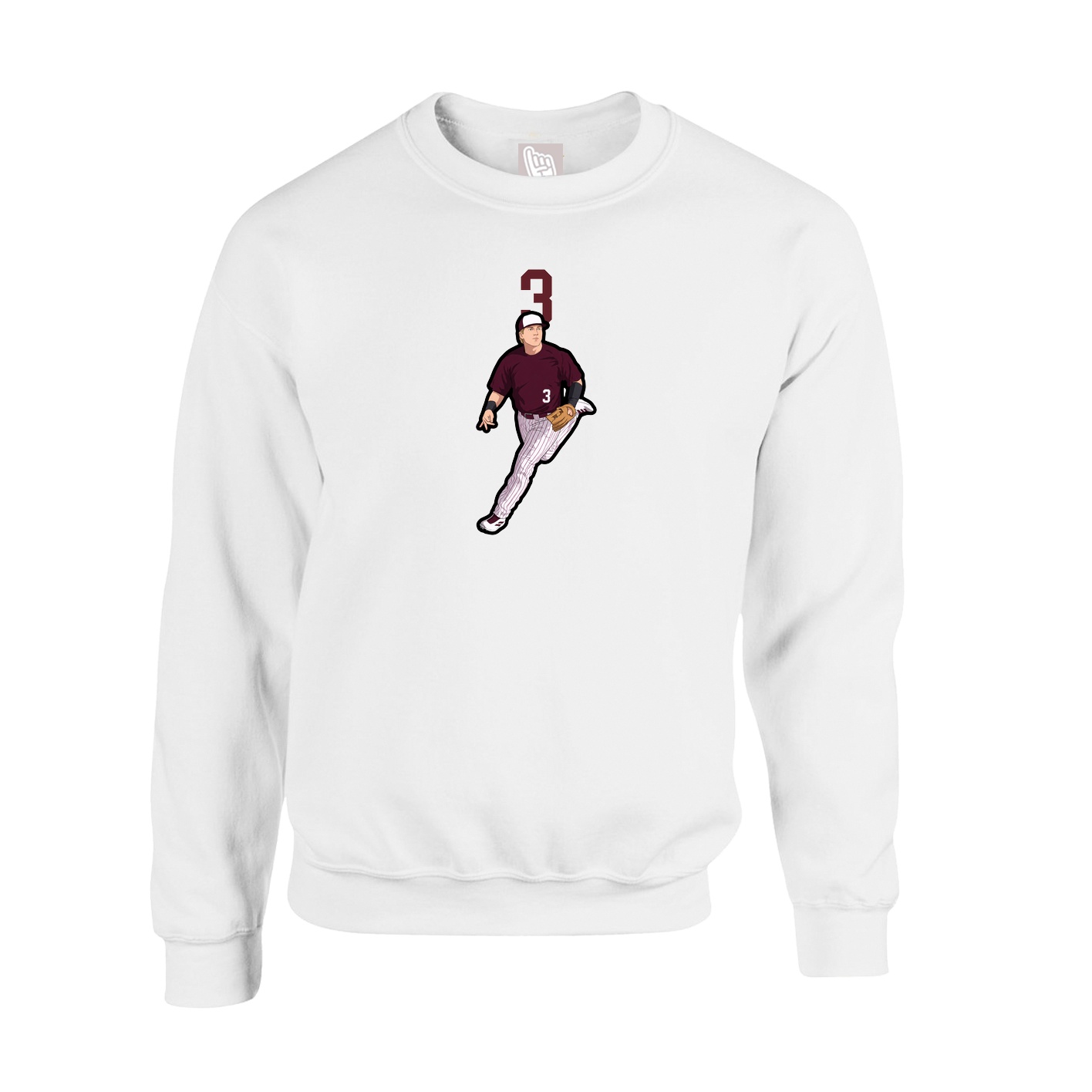 Fleece Crew — Number Top in White