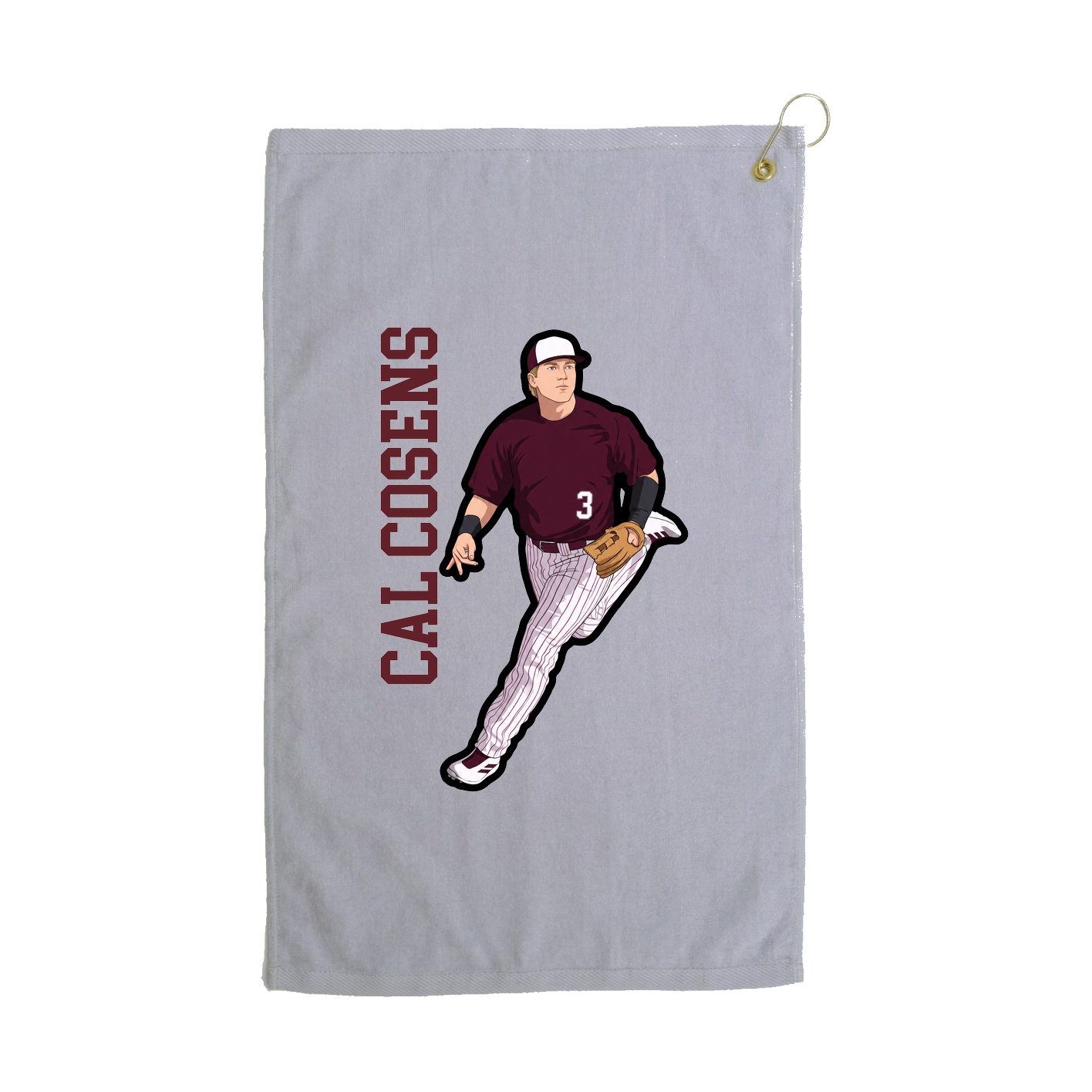 Golf Towel — Name Vertical in Grey