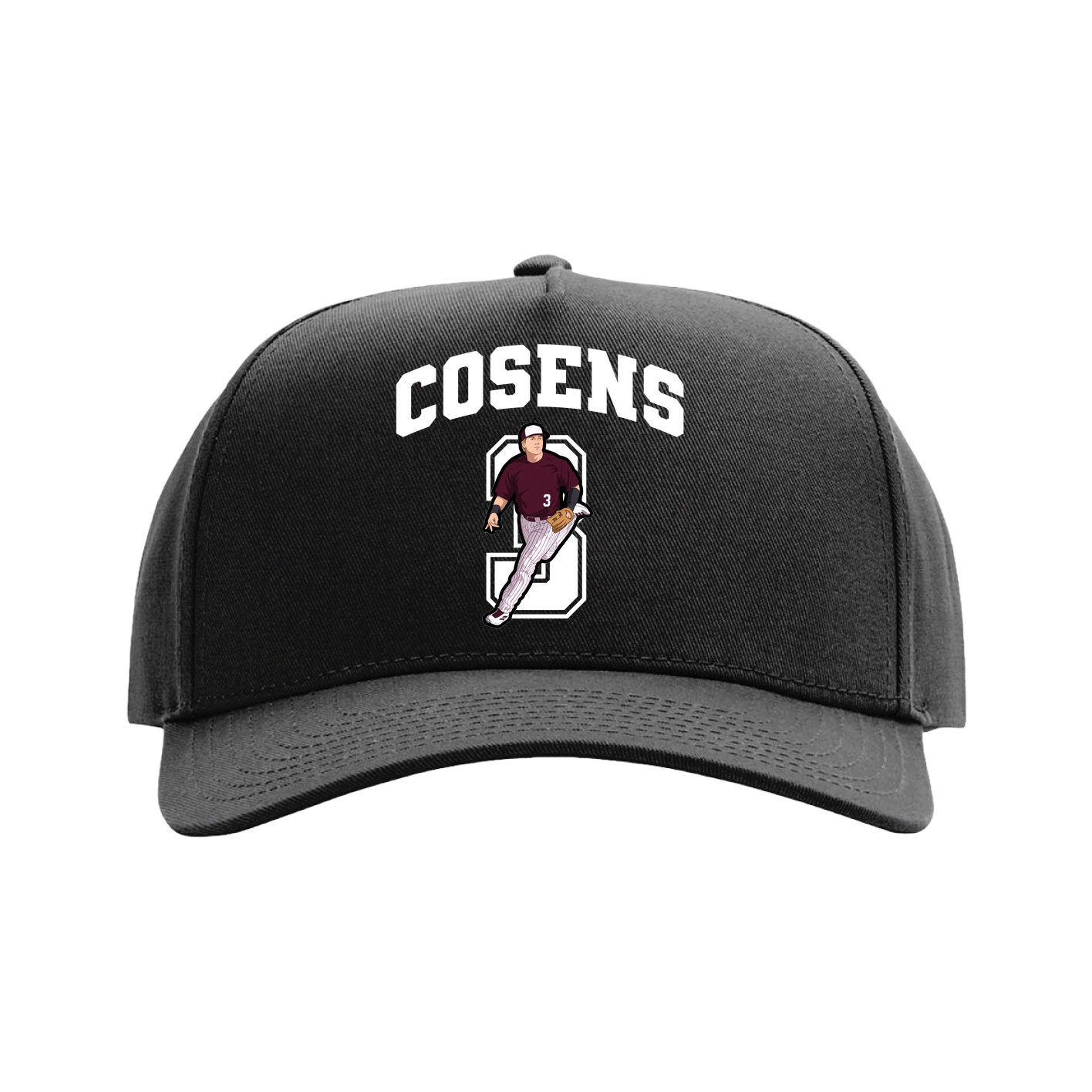 Full Fabric Five-Panel Champ Cap — Number in Black