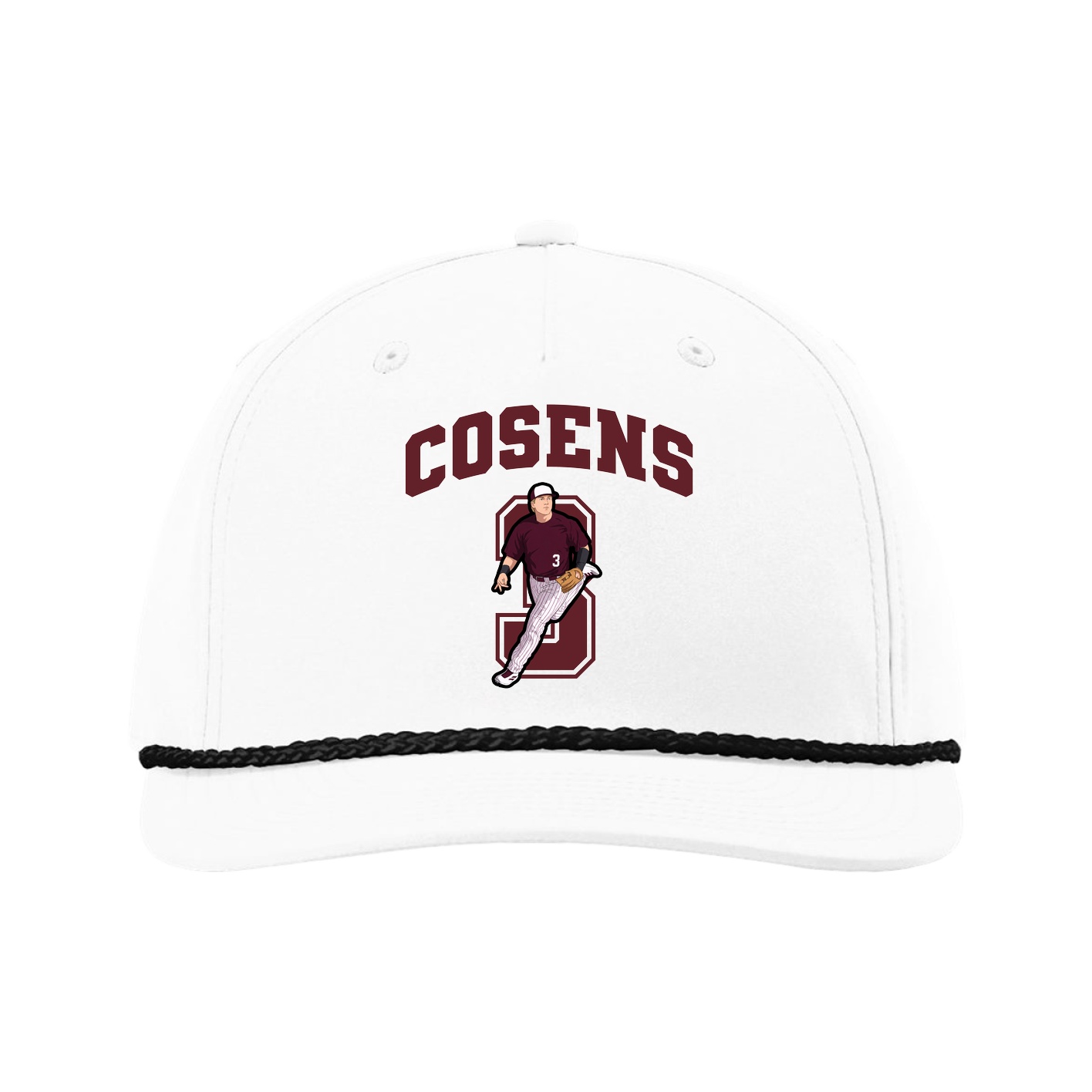 Five-Panel Classic Rope Cap — Number in White