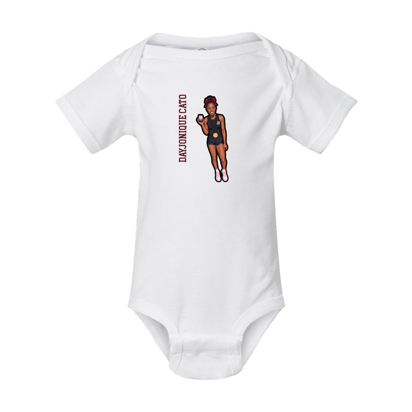 Baby Onesie — Name Vertical in White