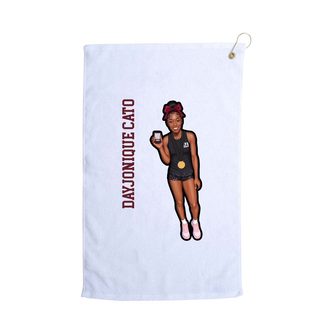 Golf Towel — Name Vertical in White