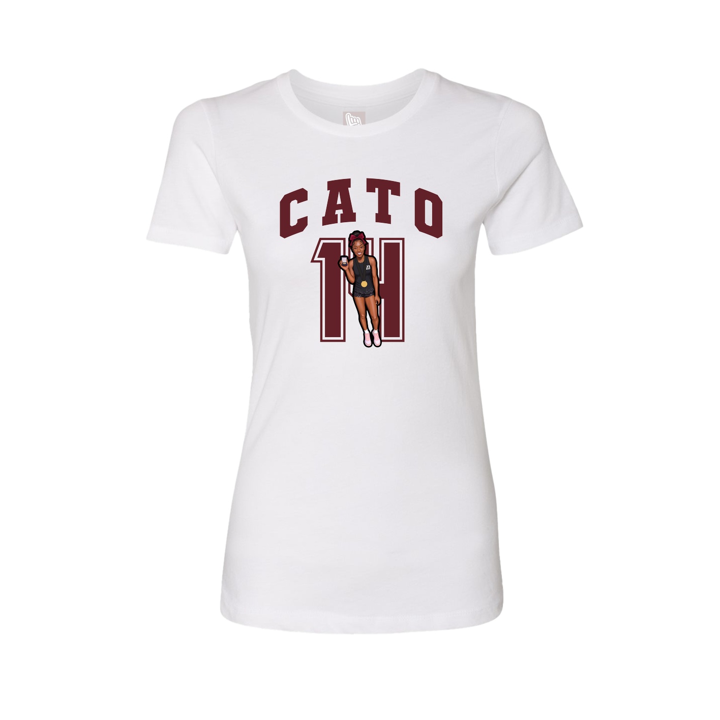 Fitted Women's Tee — Number in White