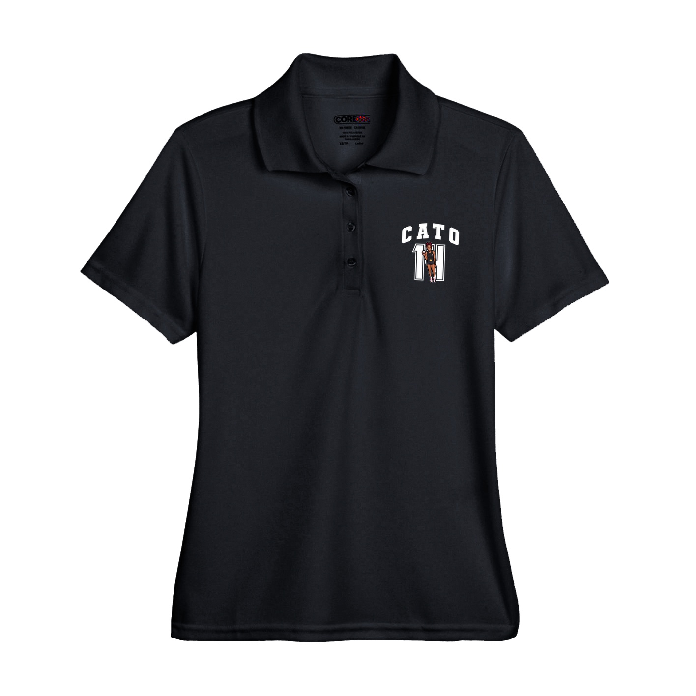 Womens Performance Polo — Number in Black