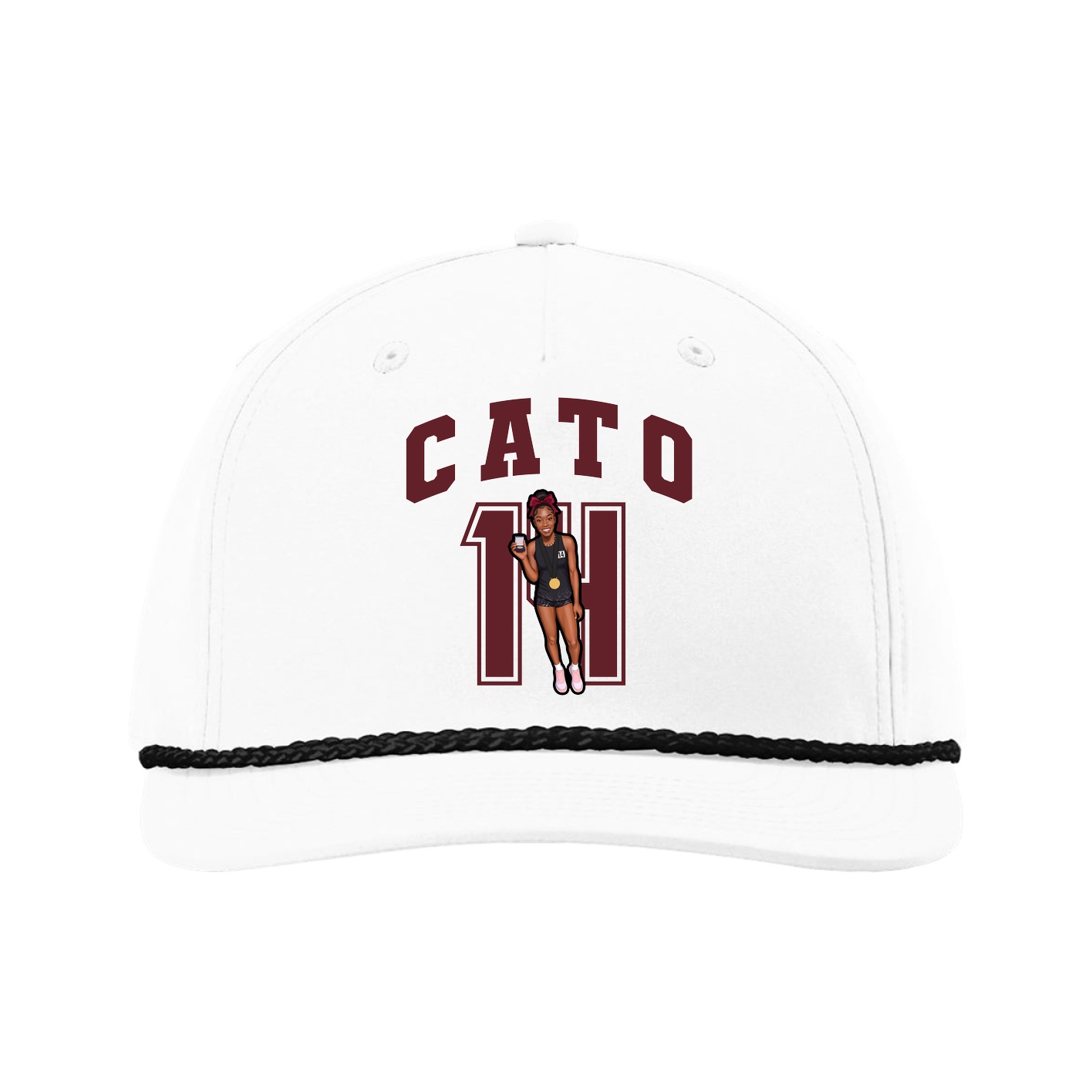 Five-Panel Classic Rope Cap — Number in White