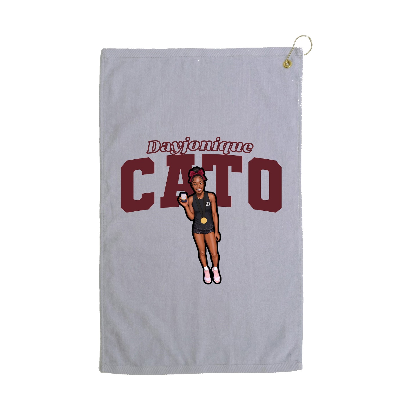 Golf Towel — Name Arch in Grey