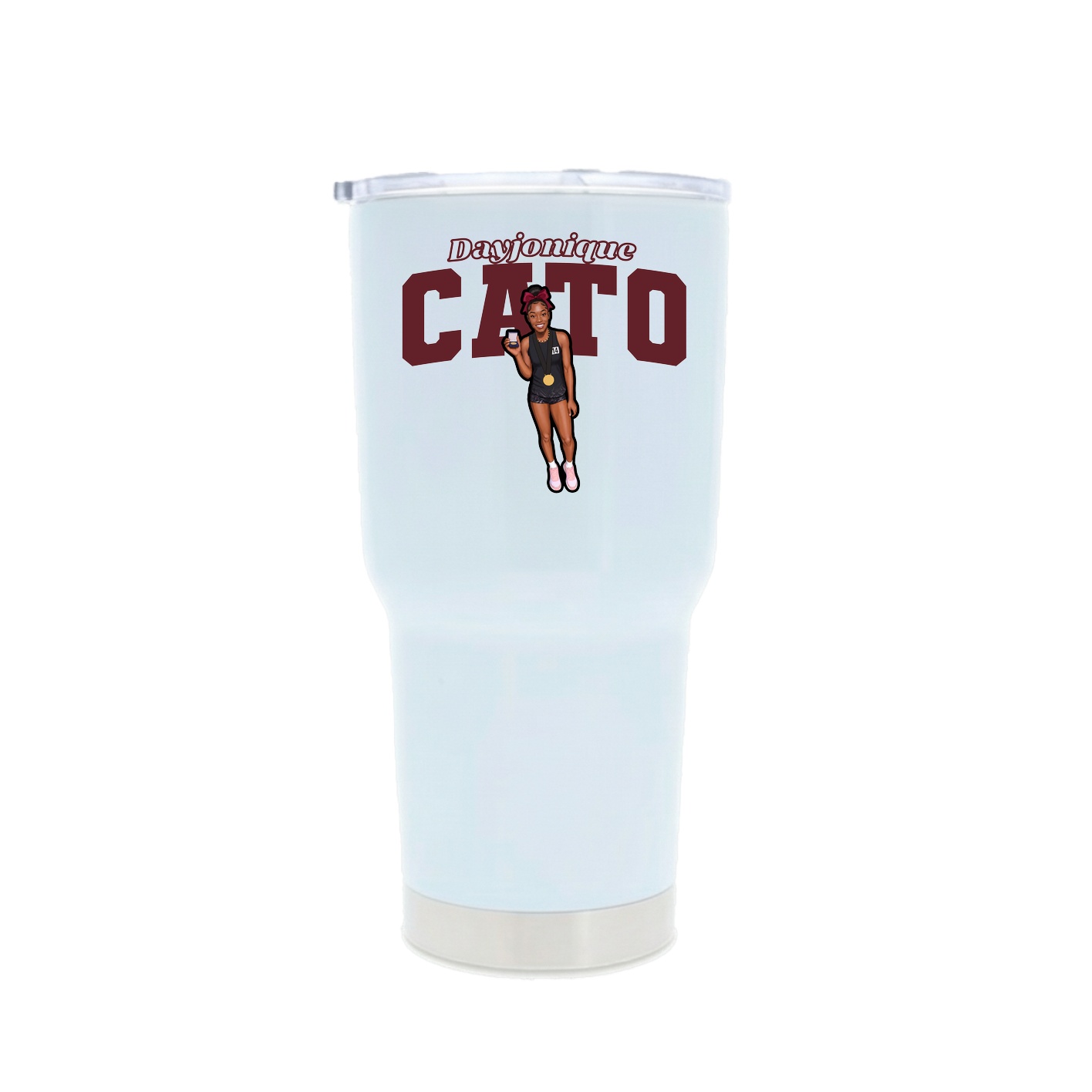 30oz Stainless Steel Tumbler — Name Arch in White