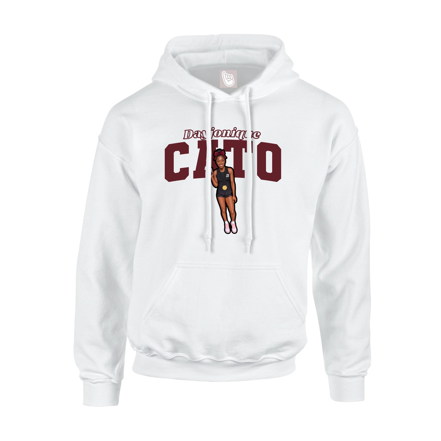 Youth Hoodie — Name Arch in White