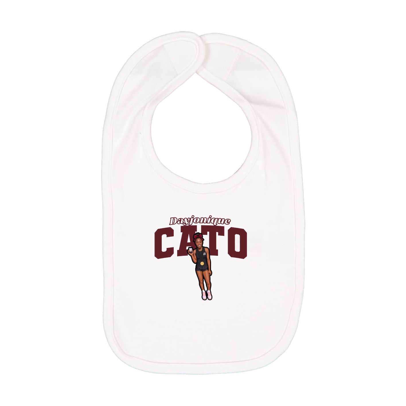 Infant Bib — Name Arch in White