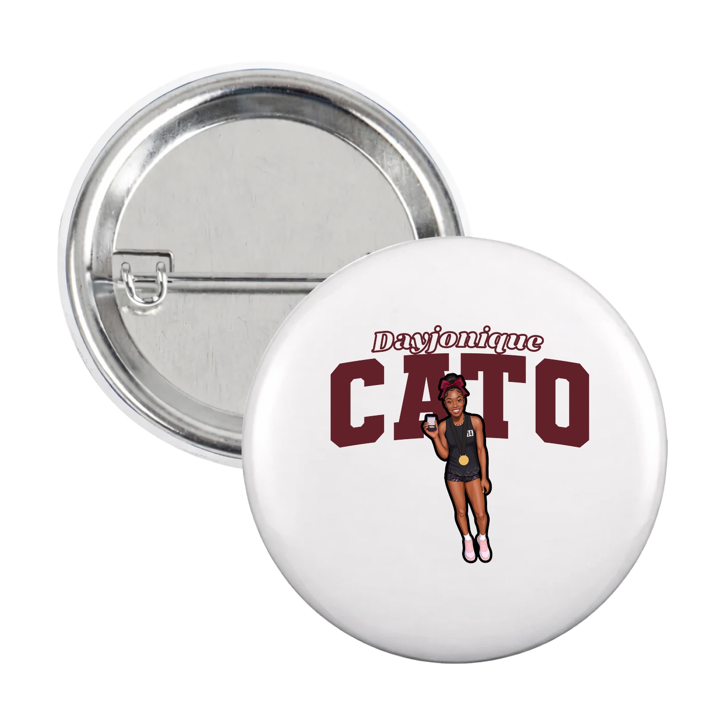 Game Day Button — Name Arch in White