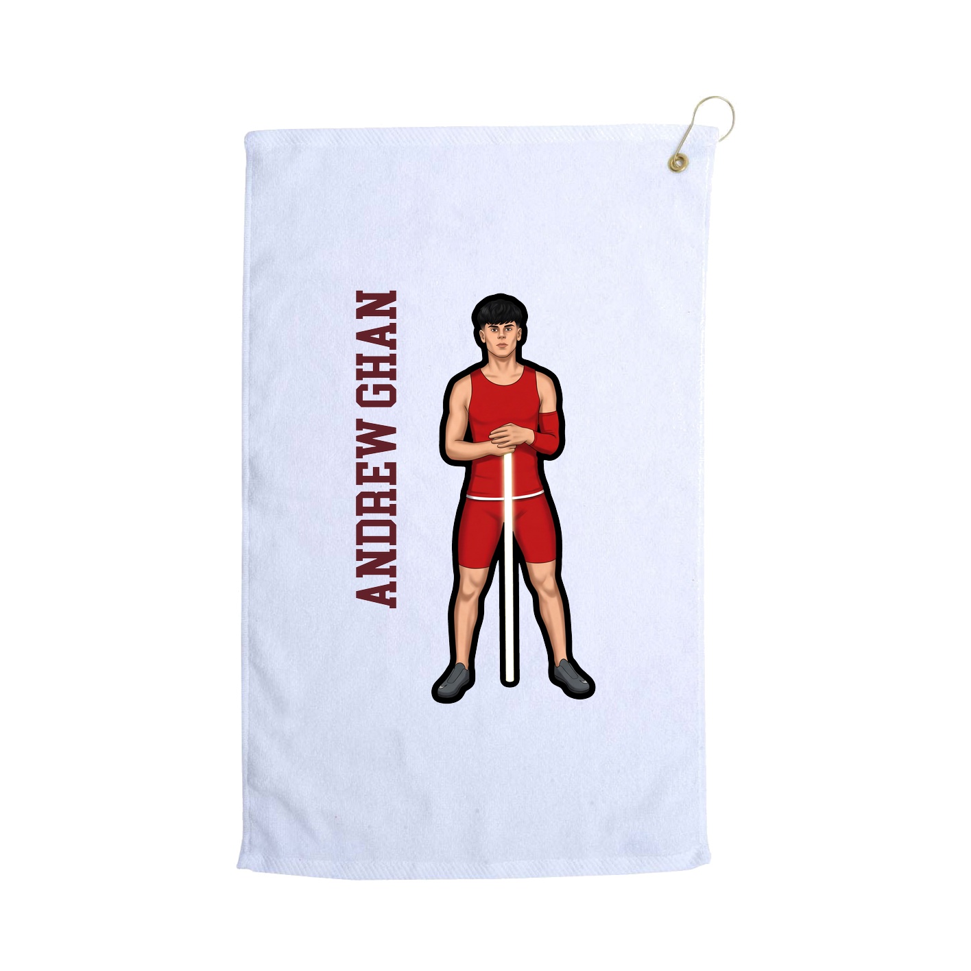 Golf Towel — Name Vertical in White