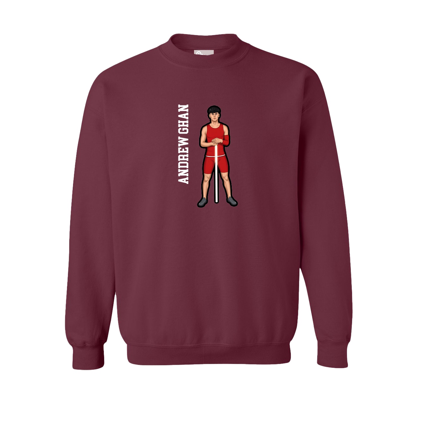 Fleece Crew — Name Vertical in Maroon