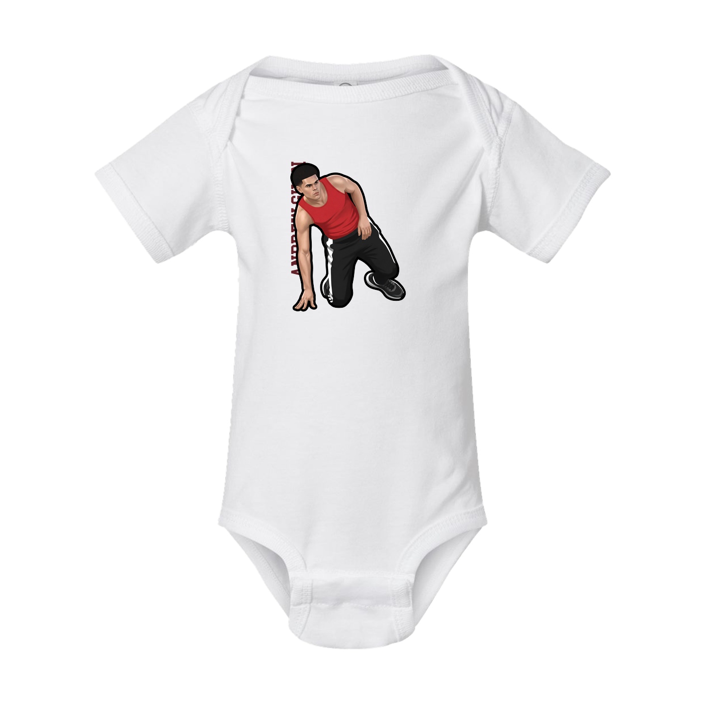 Baby Onesie — Name Vertical in White