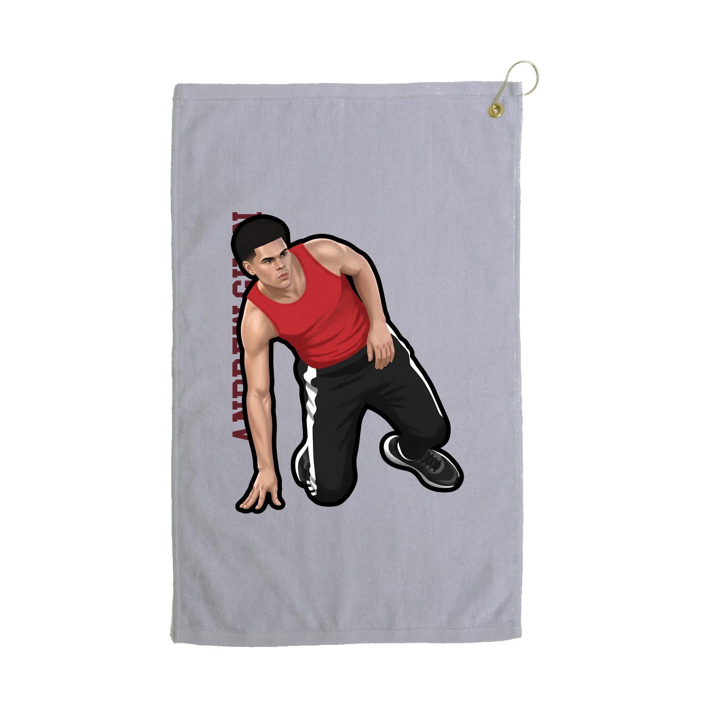 Golf Towel — Name Vertical in Grey