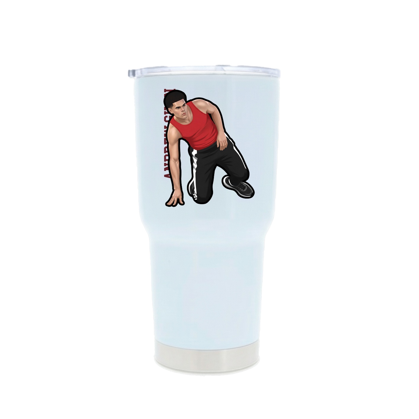 30oz Stainless Steel Tumbler — Name Vertical in White