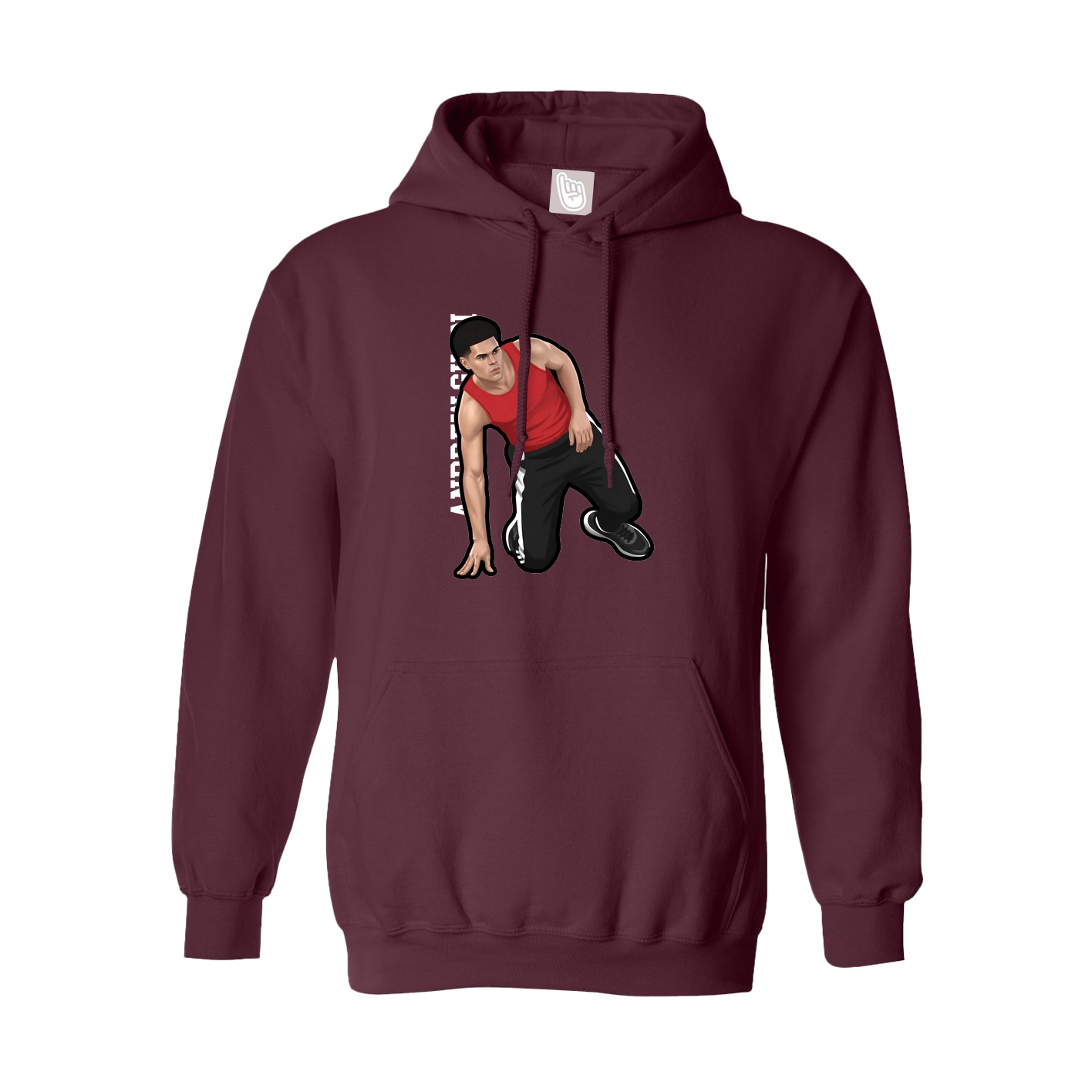 Hoodie — Name Vertical in Maroon