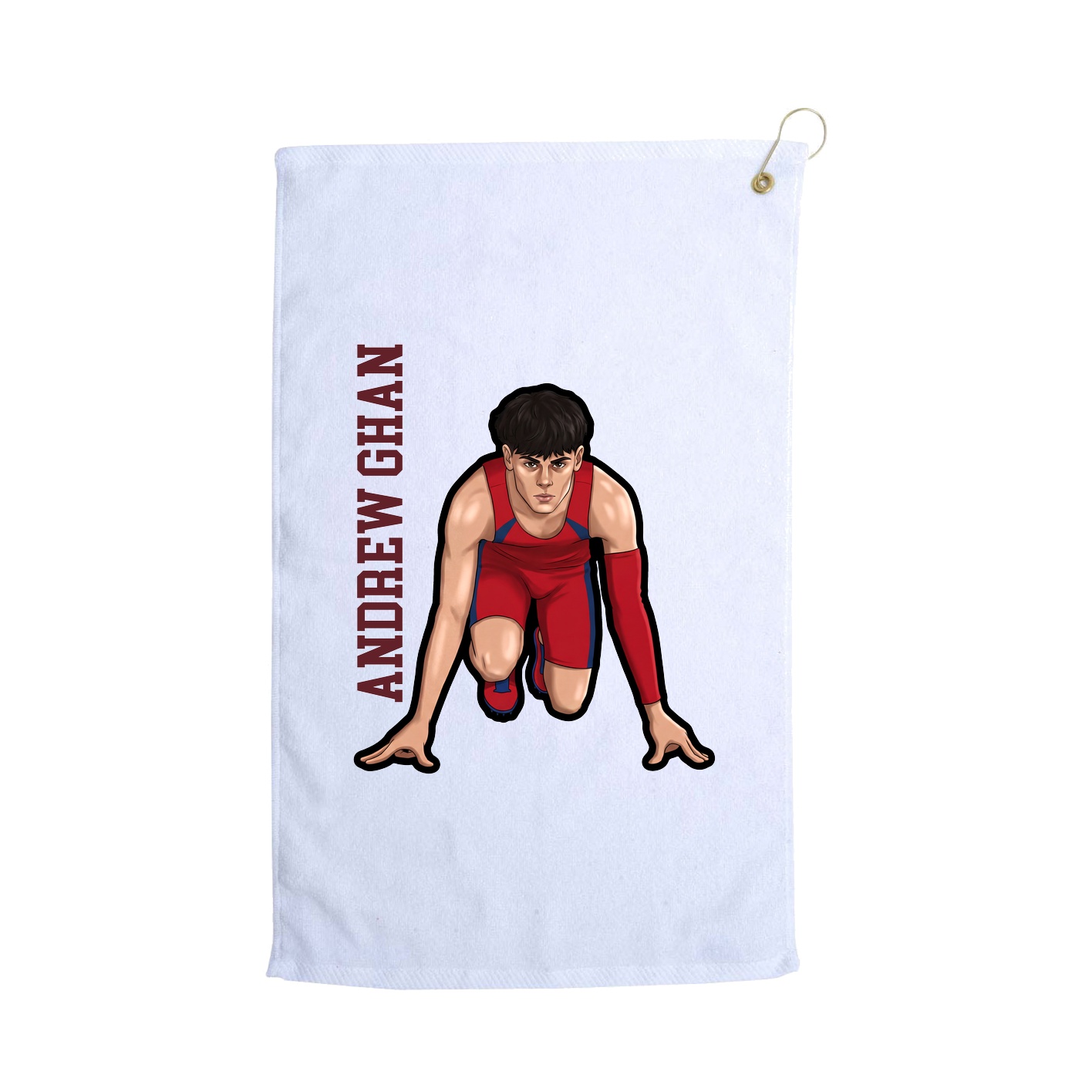 Golf Towel — Name Vertical in White