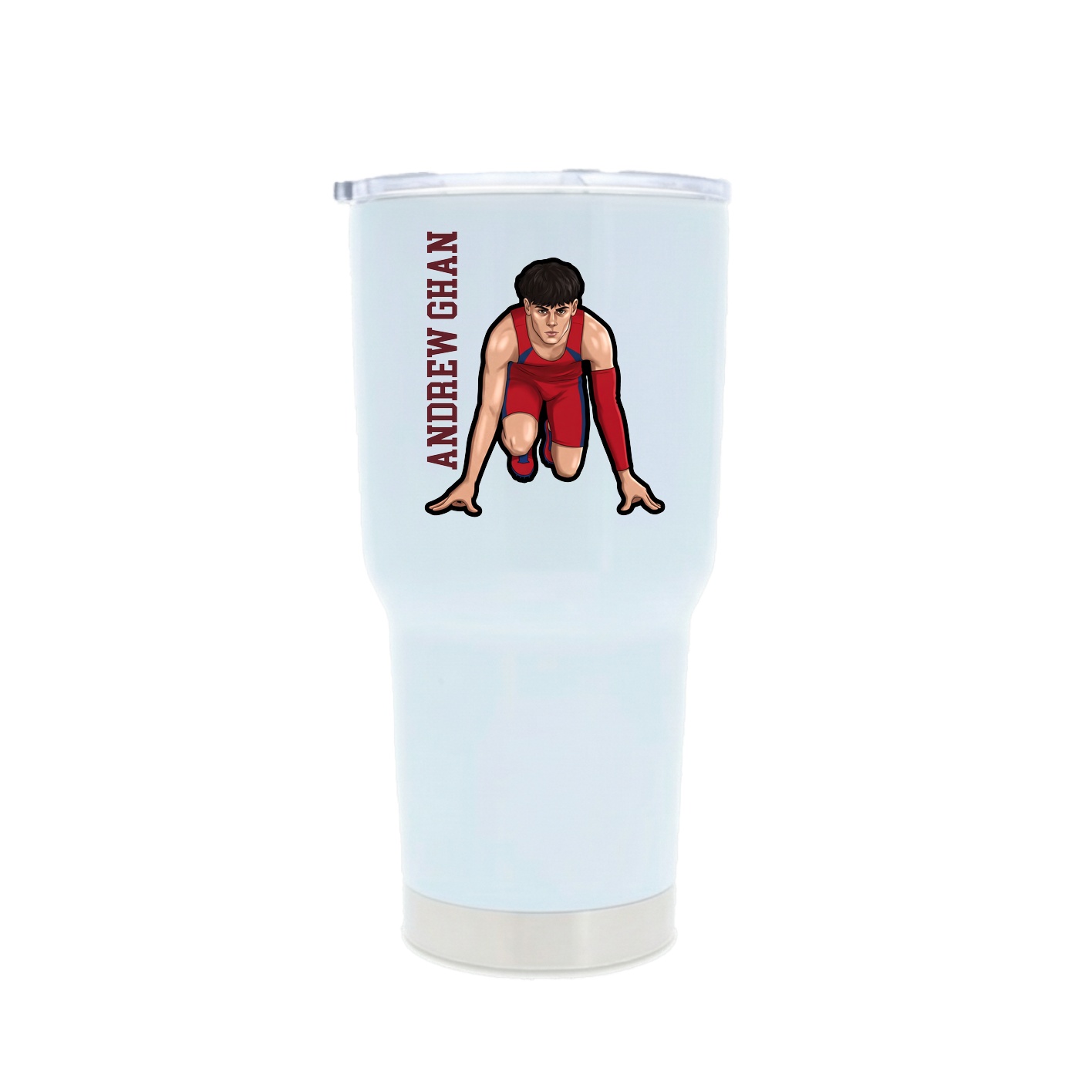 30oz Stainless Steel Tumbler — Name Vertical in White