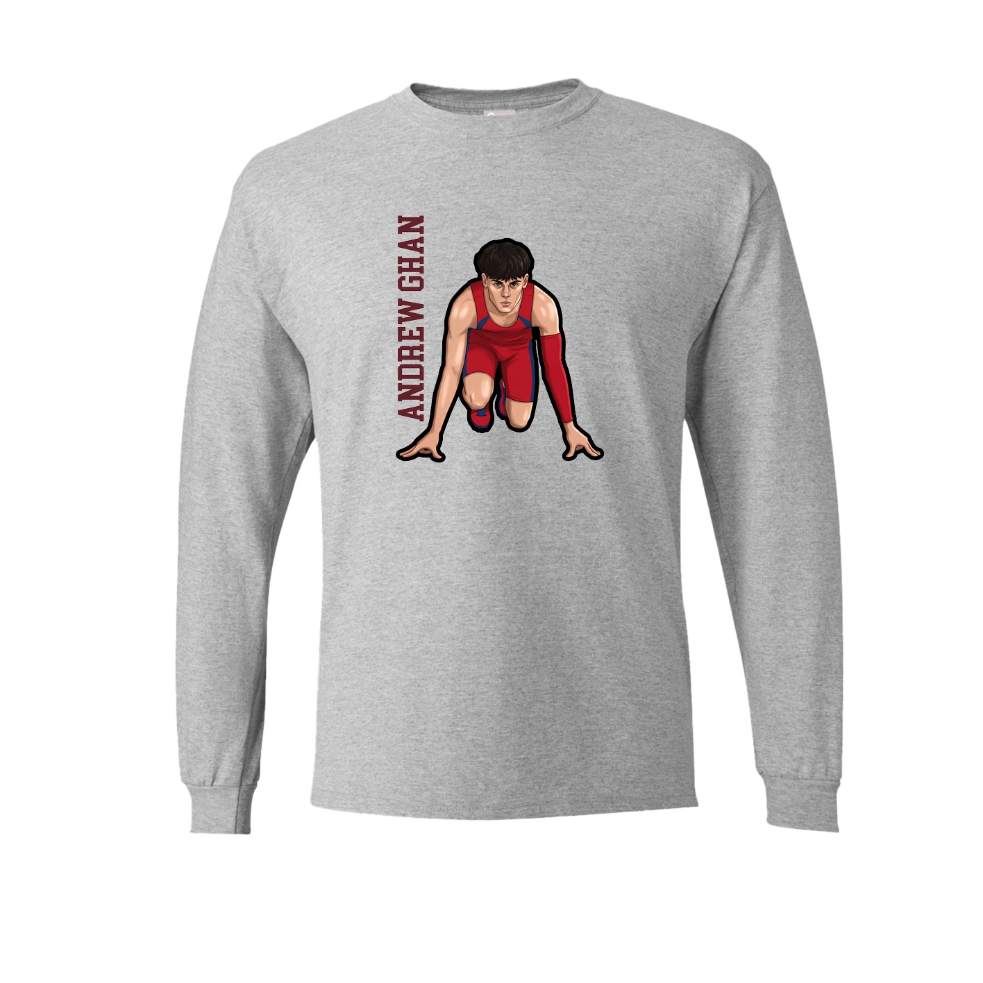 Long Sleeve Tee — Name Vertical in Grey